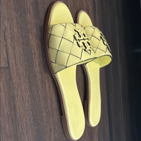 Tory Burch Yellow Slide Sandals - Picture 2 of 3